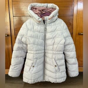 Shower Resistant Ivoory Puffer Jacket with Hood